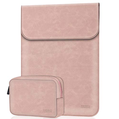 TECOOL 13 Pulgadas Funda Ordenador Portátil Cuero con Bolsa de Accesorios para Macbook Air 13 A1932, 2016-2019 Macbook Pro 13 A2159 A1706 A1708...