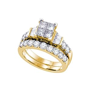DazzlingRock Collection 14 quilates oro amarillo princess-shape G-H diamante blanco