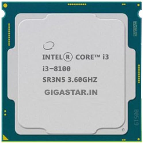 Core i3 8th gen 8100 3.6 GHz Upto 3.6 GHz LGA 1151 Socket 4 Cores 4 Threads 6 MB Smart Cache 128 kB L2 Cache Desktop Processor (Silver) (Supports H310 Motherboard)