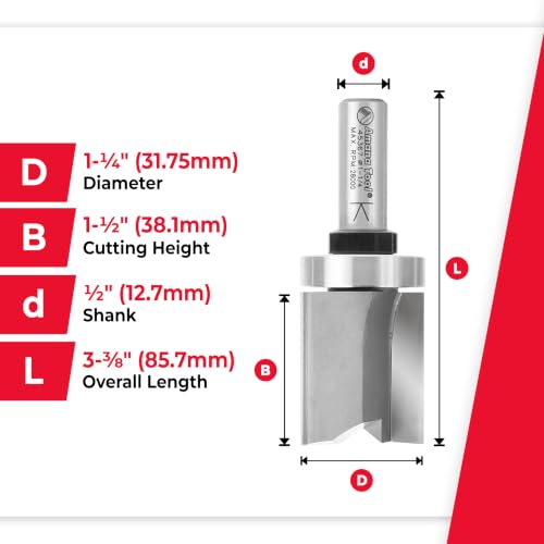 Image of Amana Tool - 45367 Carbide Tipped Flush Trim Plunge Template 1-1 /4 Dia x 1-1 /2 inch x 1 /2