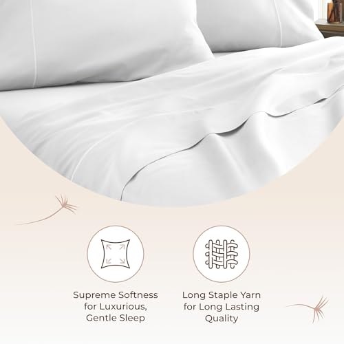 Image of Certified Organic Full Flat Sheet Only - 100% Organic Cotton Top Sheet with Luxurious Soft and Breathable 300 Thread Count Sateen Weave Finish - GOTS & Fairtrade Certified (White, Full)