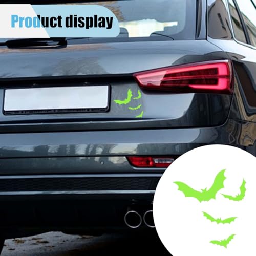 Image of Halloween Bats Car Mirror Decal, Spooky Rearview Mirror Decal, Cute Vinyl Sticker, Car Window Decoration Decal for Car, Truck, Bumper, Laptop, Vanity Mirror, Wall, Tumbler (Luminous)