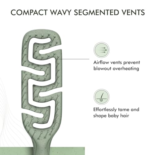 Image of IKONIC Me Small Vent Hair Brush IKM-2121 Eco-Conscious, Wheat Straw Build, Ionic Bristles, Anti-Frizz Detangling, Fast-Drying Airflow, Rounded Tips for Scalp Massage, for Wet & Dry Hair - Jade Green