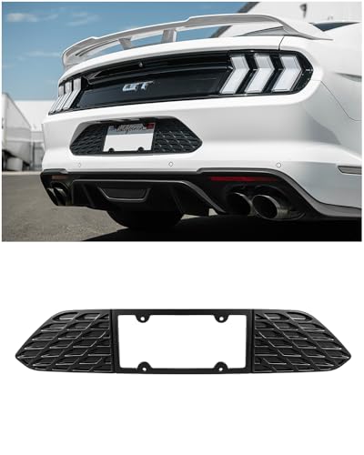 Replacement for 2015-2023 Ford Mustang S550 Models | Performance Package ABS Plastic - Painted Matte Black Rear License Plate Frame Backing Trim Cover VENT-1268-ABS