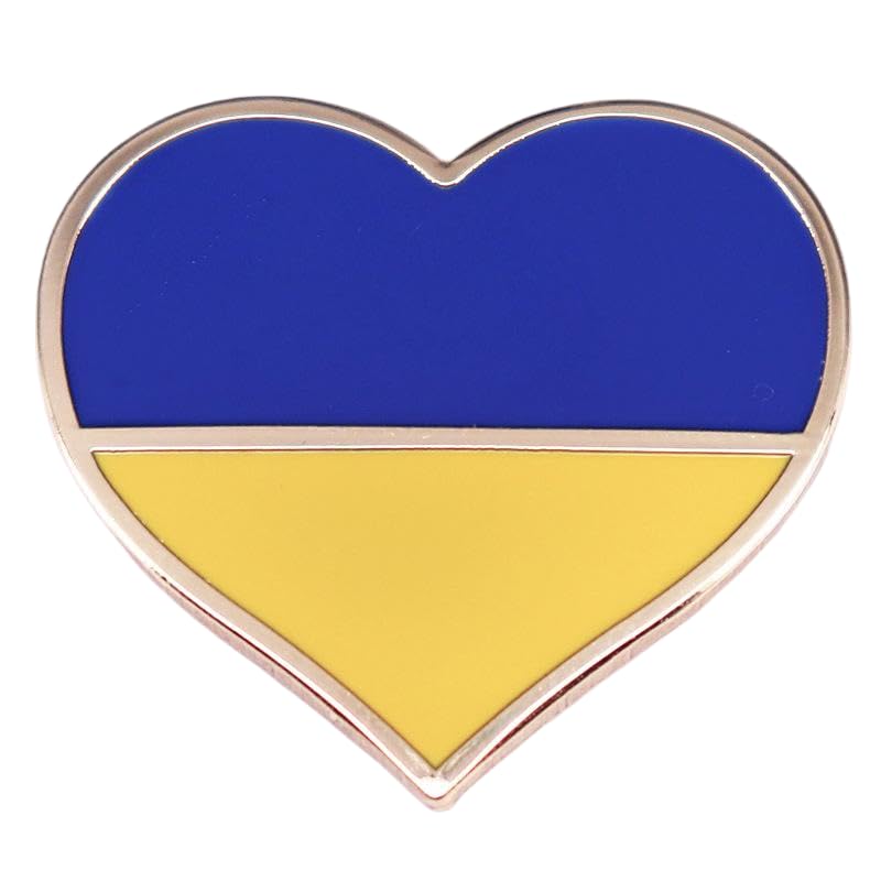 Ukrainian Flag Enamel Pin Blue Yellow Heart-shaped Ukraine Badge Brooch For Backpacks Coat Accessories