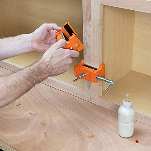 Tyenaza 2Pcs Cabinet Clamps, Face Frame Clamp Professional Metal Cabinet Claw Cabinetry Clamp with Hex Wrench for Installing Display Cabinet Orange