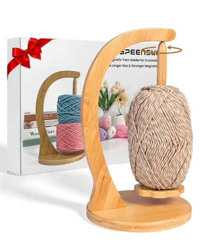 Image of SPEENSUN Yarn Holder for Crocheting, Crochet Yarn Holder, Upgrade Larger Size & Magnetic Yarn Ball Holder for Most Yarns, Rotating Yarn Holder Hold Yarn Up to 1.1 lbs with Packaging Box