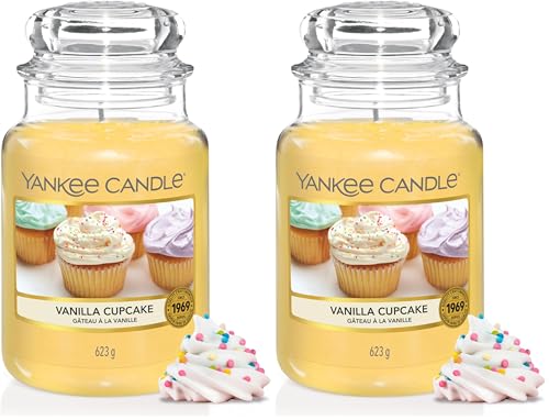 Yankee Candle Duftkerze im Glas (groß) | Vanilla Cupcake | Kerze mit langer Brenndauer bis zu 150 Stunden | Perfekte Geschenke für Frauen (Packung mit