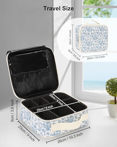 Image of Relavel Travel Makeup Case, Professional Makeup Artist Makeup Bag, Portable Makeup Train Case Organizer with Adjustable Dividers, Cute Cosmetic Bags Birthday Gifts for Girls and Women, Floral Print