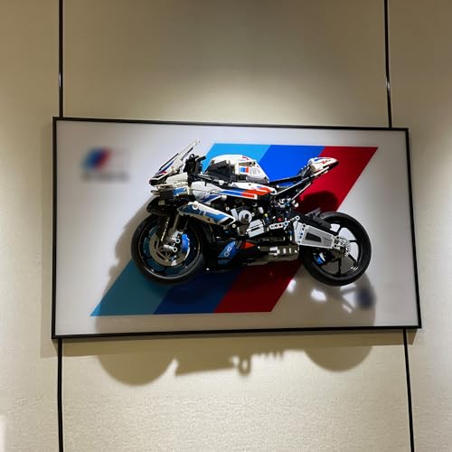 Image of iLuane Display Wallboard for LEGO Technic BMW M 1000 RR 42130 Motorcycle Model Kit, Adult Collectibles Wall Mount, Home or Office Decor (No Car Included)