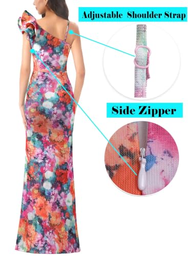 Image of VFSHOW Womens Ruffle One Shoulder Formal Prom Gala Maxi Dress Evening Gown