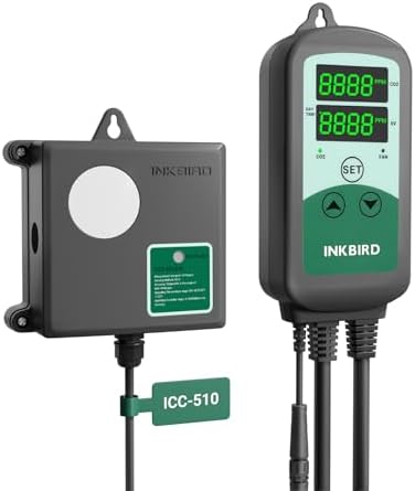 INKBIRD ICC-510 Smart CO2 Controller, Carbon Dioxide Controller with 2 Outlets for CO2 Generator and Ventilation Fan, Day&Night Control, CO2 Alarms, for Greenhouse, Grow Room, Grow Tent, and Indoor