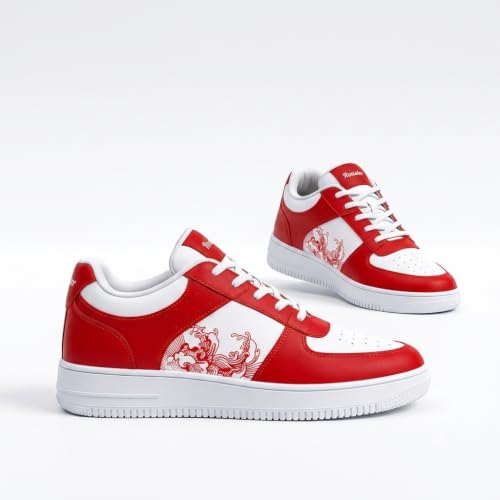 Image of Men's White-Red Casual Airmix Shoes | Premium Soft Cushion Sole | Lightweight Breathable Sneakers for Walking Office Travel College & Outdoor