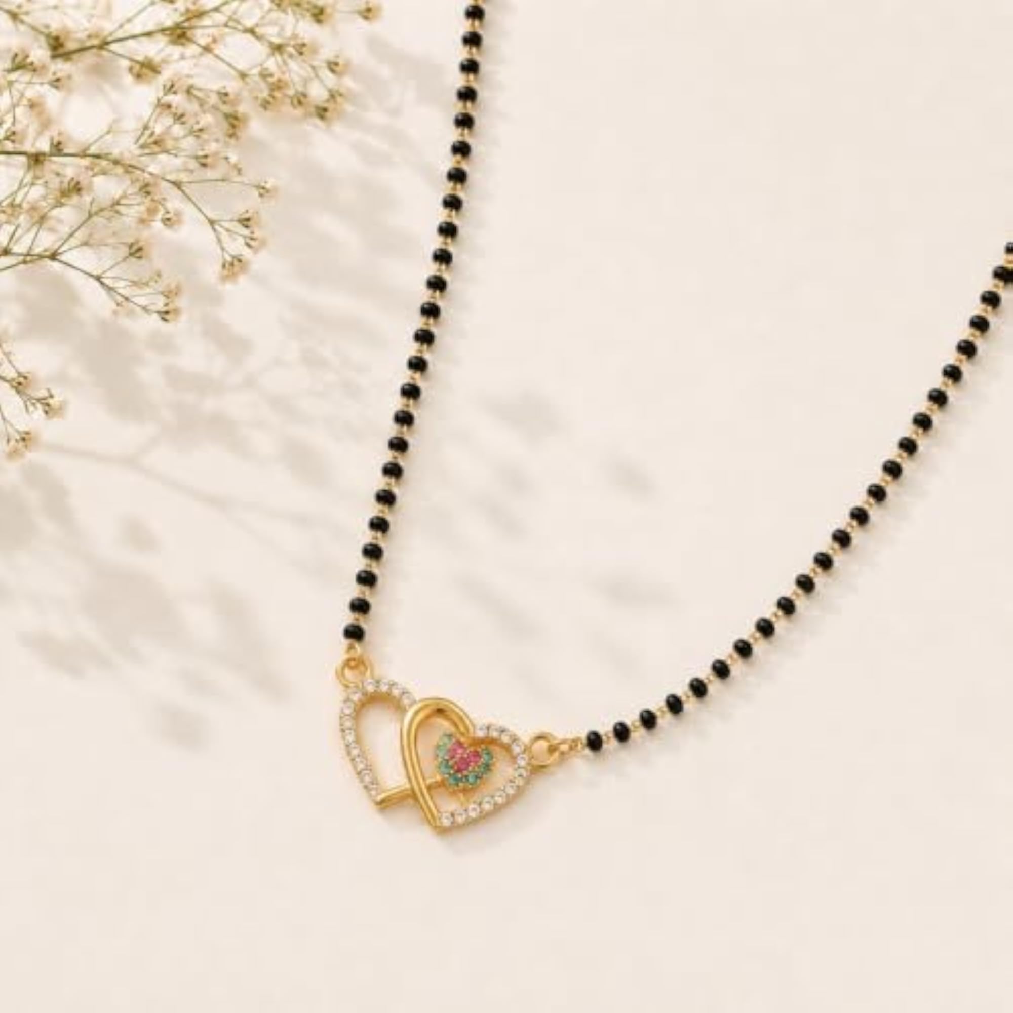 Valentine Heart Micron 18K Plated Beads Mangalsutra