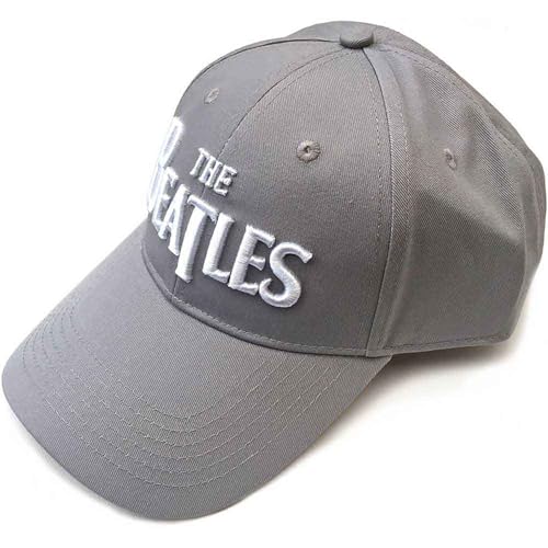 Beatles Men’s Drop T Logo Baseball Cap Adjustable Grey - Les Beatles, Paul McCartney, John Lennon, RIngo Starr, George Harrison Beatles Men's Drop T Logo Baseball Cap Adjustable Grey