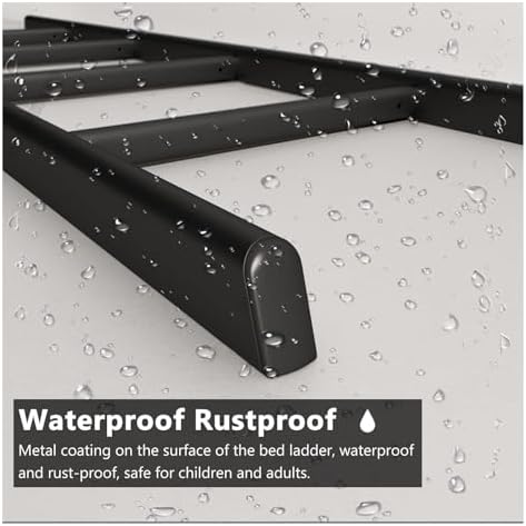 Black Egress Ladder for Basement Windows, Bunk Bed Climbing Step, Twin Bed Side Ladder for RVs & Travel Trailers, 65 Inch (1.65m) Home School Use