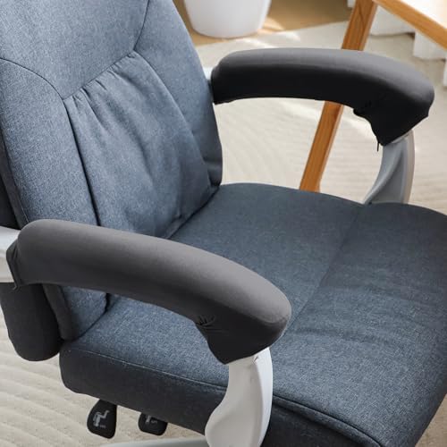 Image of HOKIPO 'SereneSolids' 140 GSM Armrest Covers for Office Chair (Zipper Style), 1 Pair, Grey (AR-5934-GRY)