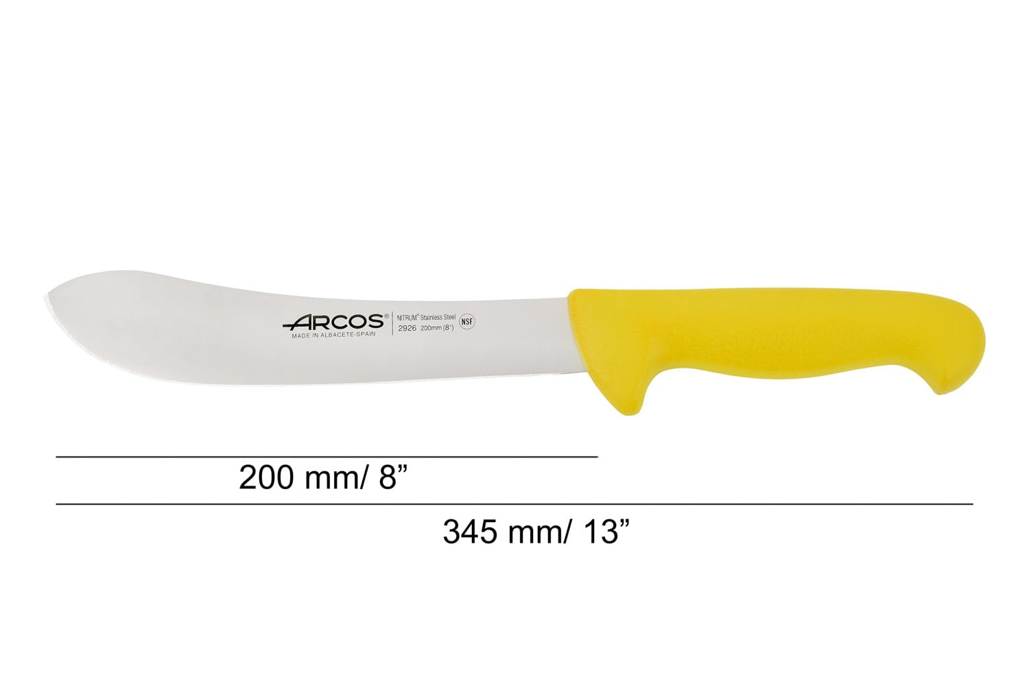 Arcos Serie 2900 - Cuchillo Carnicero - Hoja de Acero Inoxidable NITRUM de 200 mm - Mango inyectado en Polipropileno Color amarillo