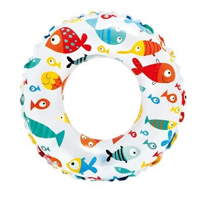 Image of Lively Print 51Cm Inflatable Swimming Rings for Kids & Adults | Blow Up Pool Swim Tube for Swimmers | Round Comfortable Summer Fun Floater for Pool Party, Lake, Beach (Pack of 3)