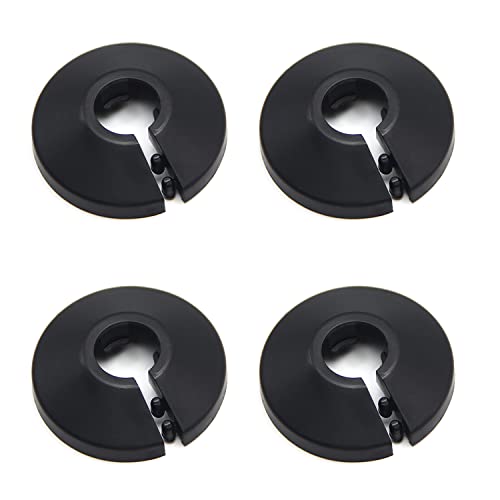 MroMax 12mm Pipe Cover, 4pcs Flange Black Pipe Cover Plastic Pipe Hole Collars for Radiator, Wall Pipe Tube Decoration