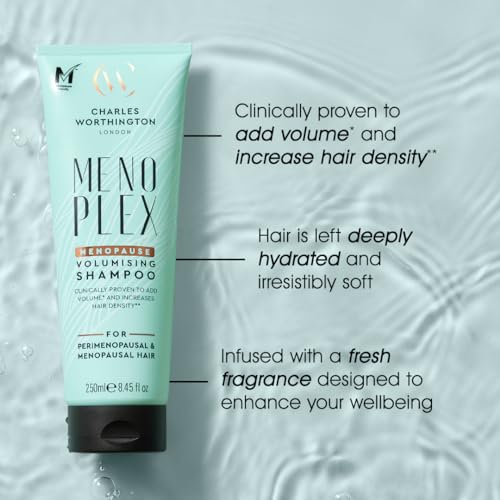 Charles Worthington MenoPlex Menopause Volumising Shampoo, for Dull Flat Hair, Salon Shampoo for Menopausal Hair, 250ml - Image 4