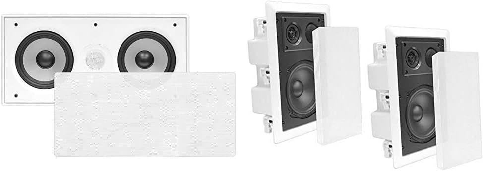 Pyle Ceiling Wall Mount Enclosed Speakers - 400 Watt & 300 Watt Stereo in-Wall/in-Ceiling Flush Mounted Sound Speaker Systems | PDIW87 (White) & PDIWCS56 (White)