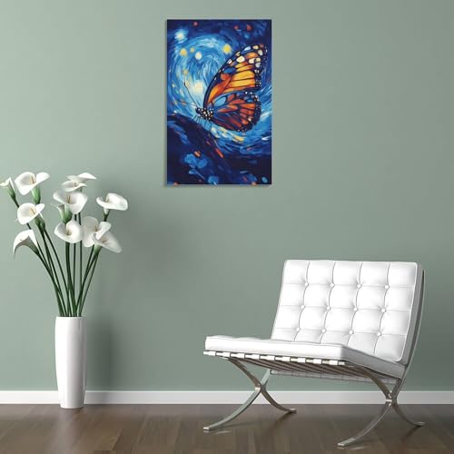 Affiche papillon nuit étoilée POLIUAWS toile 30x45cm - 4