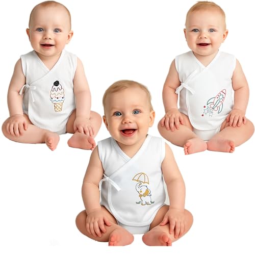 Image of Pure Cotton Embroidered Jhablas for New Born Baby 0-3 Months, Soft & Comfortable Vest Jablas Set, for Boys & Girls, Pack of 3, new born baby gifts