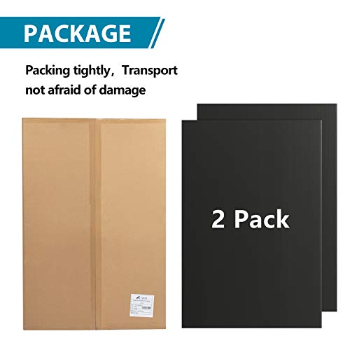 Corrugated Plastic Sheet For Indoor And Outdoor Use - 3/16 Inch Thick Poster Board, 24X36 Inches - Pack Of 2 Black Plastic Board Sheets - Waterproof Coroplast Sheets And Lightweight Blank Yard Signs #TOP6