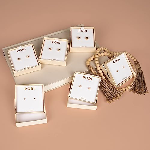 Pori Jewelers Premium 14K Yellow Gold 4Mm Ball Stud Earrings - Butterfly Backings #TOP5
