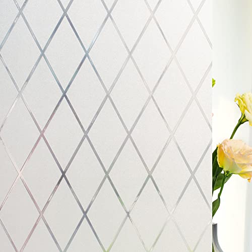 Lattice Window Privacy Film Static Cling Glass Window Door Films,Decorative Removable Heat Control Anti-Uv Window Covering Tints Cling Sticker For Home And Office,17.5 Inches By 78.7 Inches #TOP6
