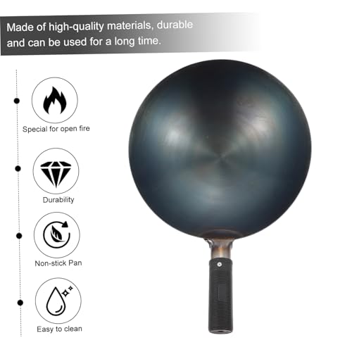 Wok de hierro con mango ergonómico negro miniatura 3