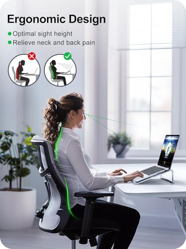 MOKURU Laptop Stand for Desk, Aluminum Computer Stand for Laptop, Foldable Laptop Riser, Portable Laptop Stand, Compatible for MacBook Pro/Air, Dell, HP, Lenovo, 11\'\' -15.6\'\' (Silver) - Thumbnail 2
