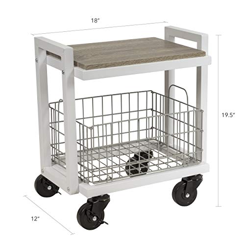 Atlantic Cart System 2 Tier Cart - Narrow Mobile Storage, Interchange Shelves And Baskets, Powder-Coated Steel Frame Pn23350326 In White Twister- 2 Tier/White #TOP5