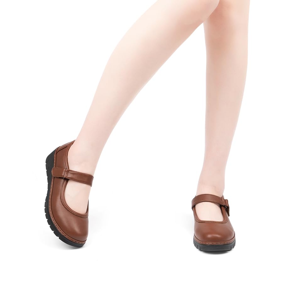 Image of VJH confort Women s Mary Jane Flats, Breathable Comfort Round Toe Low Heel Slip-on Light Weight Walking Shoes