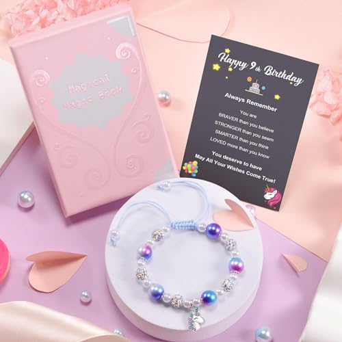 VGWON 5-10 Year Old Girl Birthday Gift Ideas, Back to School Gifts, Unicorn Pearl Bracelet for Girls, First Day of School Gifts, Unicorn Represent the Girl Bravery Beauty and Purity3