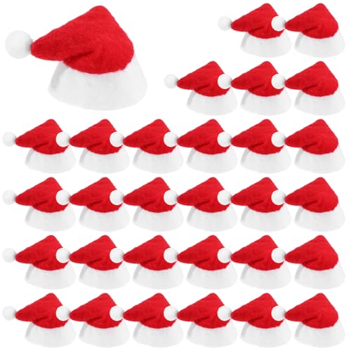 Eshylala 30 Pcs Mini Santa Claus Hats - Christmas Lollipop Candy Party Supplies