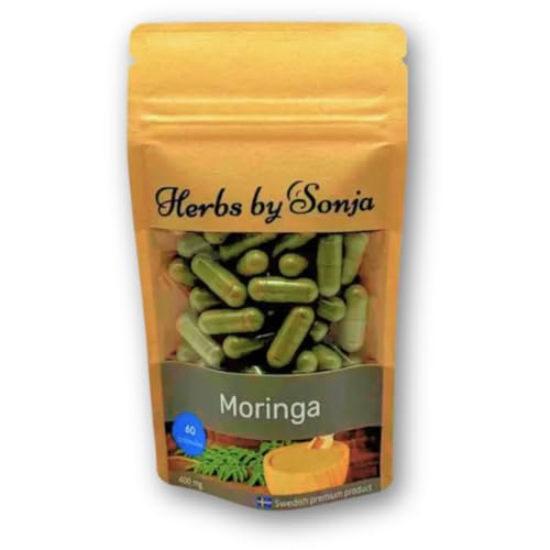 Moringa 400 mg * 60 Cápsulas - Extracto de Moringa Altamente Concentrado: Extracto 20:1 - Cápsula Vegetal 400 mg - Superalimento Fuente de Proteínas Veganas - Aumento Natural de Energía