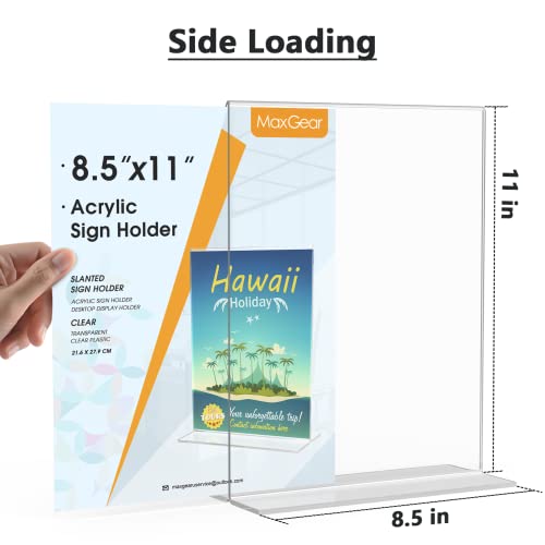 Maxgear 8.5 X 11 Acrylic Sign Holder 12 Pack, Clear Table Paper Display Stand Double Sided Menu Flyer Holder Vertical Picture Frame Plastic Plexi Sign Holders For Office, Store, Restaurants, Hotels #TOP4