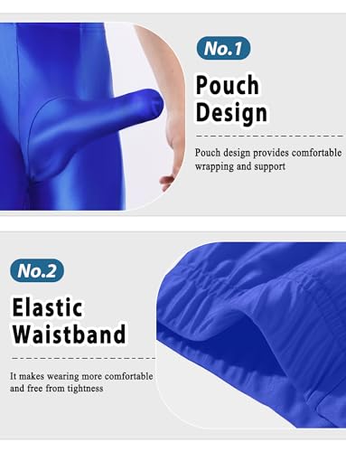 SEAUR Men's Shiny Tights Shorts Oil Glossy U Pouch Trunks Sports Workout Gym Yoga Boxer Briefs Underwear3