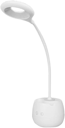 Lámpara de escritorio LED lámpara de mesa regulable con carga USB y soporte para bolígrafo luz de lectura flexible de cuello de cisne para