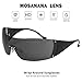 mosanana Y2k Aesthetic Wrap Around Sunglasses for Women Men Cool Futuristic Trendy Fashion Rimless Star Sun Glasses Retro 2000s Rave Shield Shades Black
