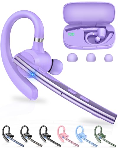 Image of New Bee Bluetooth Headset V5.1 72H Talk Dual Mic with Mute Button for Business, Wireless Hand-Free Bluetooth Earpiece with 500mAh Charging Case for Cell Phone Calls Trucker Driver