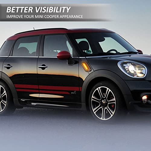 D-Lumina Sequential Led Side Marker Turn Signal Lights Compatible With 2011 2012 2013 2014 2015 2016 Bmw R60 Countryman R61 Paceman, Clear Lens Front Fender Sidemarker Dynamic Amber Lamps, Pack Of 2 #TOP4