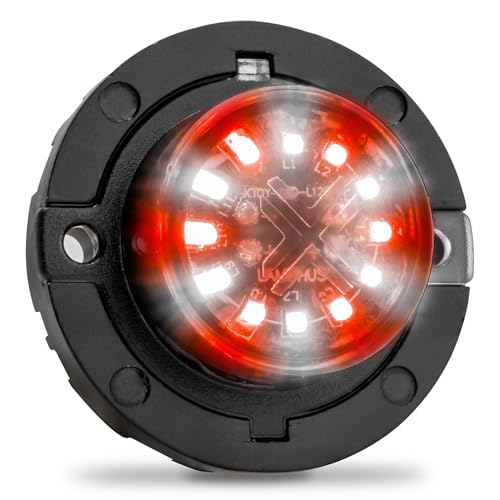 SnakeEye III Red White Clear 12W LED Hideaway Strobe Light [SAE Class 1] 12V 1 Inch Round Waterproof Wig Wag Emergency Flashing Hide Away Fire Police Light Bulb Kit for Firefighter EMS Truck Vehicle