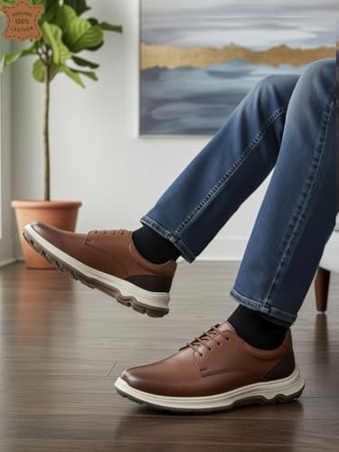 Image of Carlton London Men's Lace-Up Leather Casual Shoe with Lightweight Comfort Sole