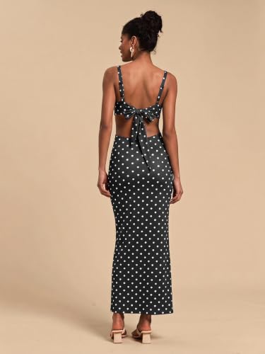 Image of Floerns Women's Tropical Bow Tie Back Long Dress Sleeveless Maxi Dress