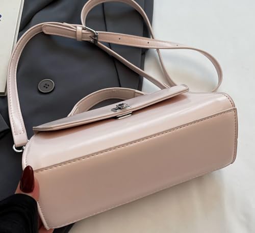 PU Square Shoulder Bag for Women – Lock-Clasp Crossbody Purse, Structured Mini Handbag in 5 Colors 5