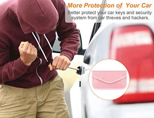 Image of Faraday Key Fob Protector (2 Pack), Premium Faraday Bag /Pouch, Car Key Signal Blocker, Signal Blocking Bag for Cell Phone Privacy P (Pink)