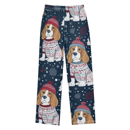 ZZXXB Winter Beagles Pattern Boys Long Pants Soft Trousers Elastic Waist Kids Lounge Bottoms with Pockets S-XL